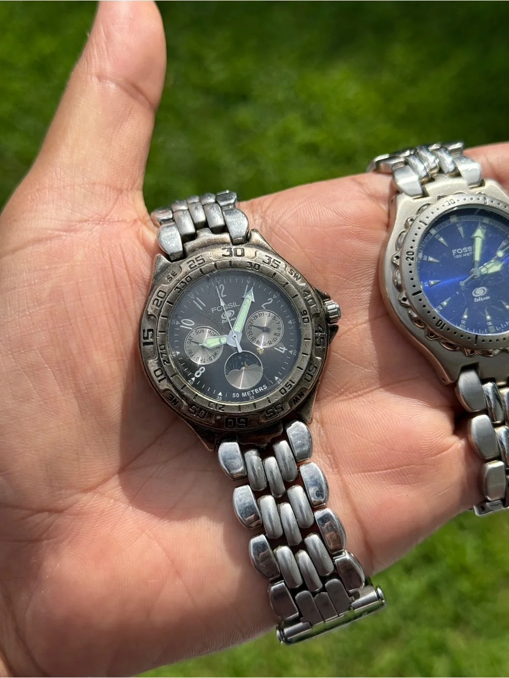 Fossil vintage three blue watch lot
